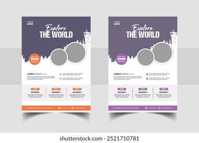 Travel poster print ready tour or tourism flyer design template. Summer Holiday Travel Flyer Template