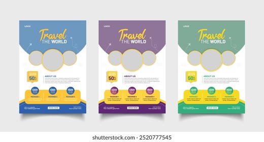 Travel poster or print-ready tour, tourism flyer design template. Summer Holiday Travel Flyer Template