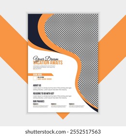 Travel poster or print-ready tour, travel, and tourism flyer design template.