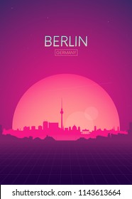 Travel poster vectors illustrations, Futuristic retro skyline Berlin