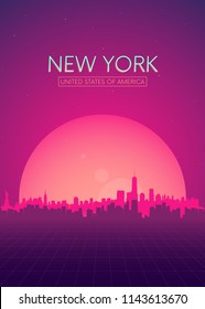 Travel poster vectors illustrations, Futuristic retro skyline New York