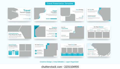 Conjunto de diseño de diapositivas de presentación de PowerPoint de viajes