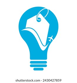 Travel and price tag bulb shape concept logo design.