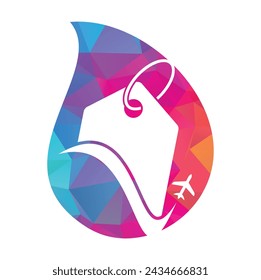 Travel and price tag drop shape concept logo design.