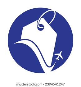 Travel and price tag logo design. Airplane logo with price tag concept.