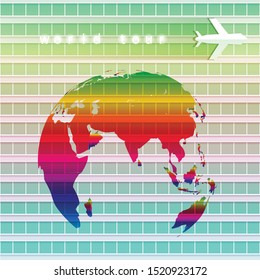 Travel promotion message with map background, stock vector