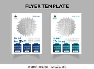 Travel promotional Flyer poster for travel agency | Gradient colors | Line Tool | Vector template in A4 size