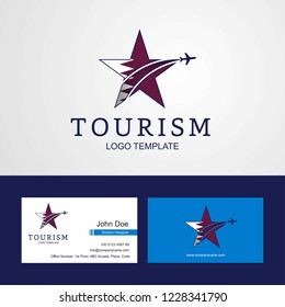 Travel Qatar flag Creative Star Logo and Business card design