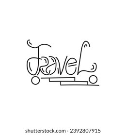 travel quote logo lettering line illustration vector design