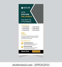 Travel Rack Card or Dl Flyer banner poster brochure Template Tour Poster Leaflet Design Template  vector template modern professional
