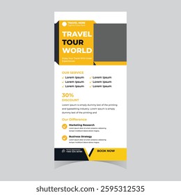 Travel Rack Card or Dl Flyer banner poster brochure Template Tour Poster Leaflet Design Template  vector template modern professional
