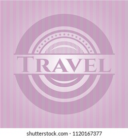 Travel realistic pink emblem