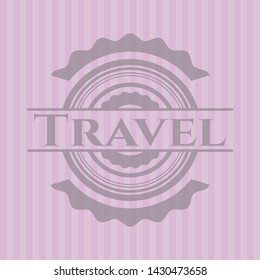 Travel realistic pink emblem. Vector Illustration. Detailed.