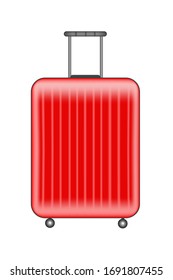 Travel red suitcase isolated on white background vector illustration EPS10