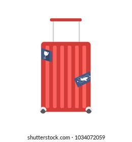 Travel - Red Suitcase with Sticker Icon