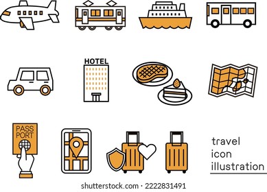 Travel related icon illustration set