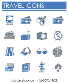 Travel related icons set on background for graphic and web design. Creative illustration concept symbol for web or mobile app.