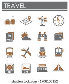 Travel related icons set on background for graphic and web design. Creative illustration concept symbol for web or mobile app.
