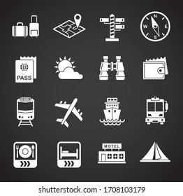 Travel related icons set on background for graphic and web design. Creative illustration concept symbol for web or mobile app.