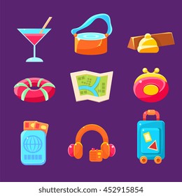 Travel Related Objects Colorful Simplified Icons