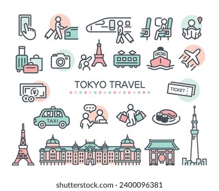 Travel related pictagram set material