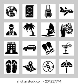 Travel related vector icons set