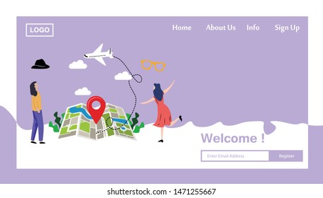Travel Responsive Website Template Landing Page Design Vector Illustration