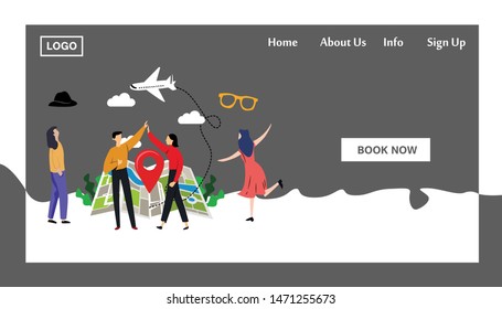 Travel Responsive Website Template Landing Page Design Vector Illustration