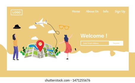 Travel Responsive Website Template Landing Page Design Vector Illustration
