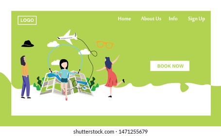 Travel Responsive Website Template Landing Page Design Vector Illustration