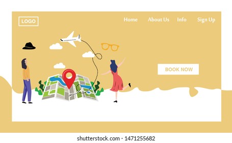 Travel Responsive Website Template Landing Page Design Vector Illustration