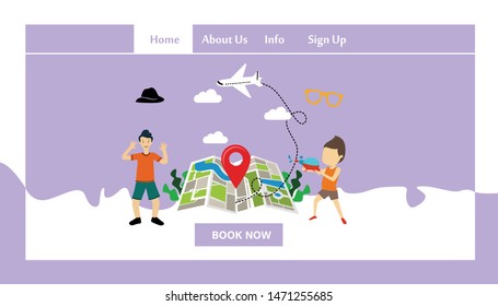 Travel Responsive Website Template Landing Page Design Vector Illustration