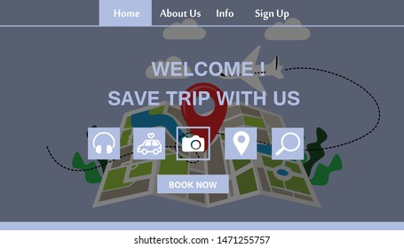 Travel Responsive Website Template Landing Page Design Vector Illustration