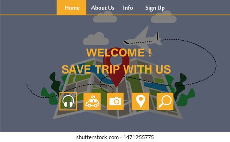Travel Responsive Website Template Landing Page Design Vector Illustration