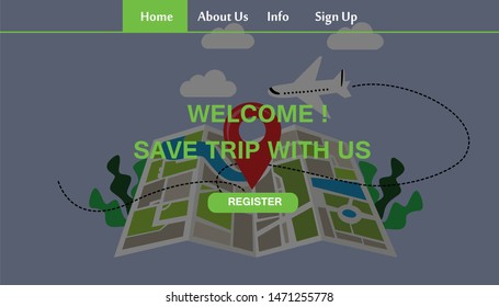 Travel Responsive Website Template Landing Page Design Vector Illustration