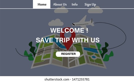 Travel Responsive Website Template Landing Page Design Vector Illustration