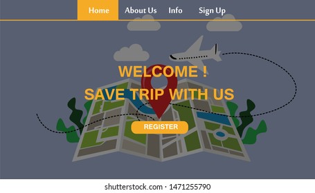 Travel Responsive Website Template Landing Page Design Vector Illustration