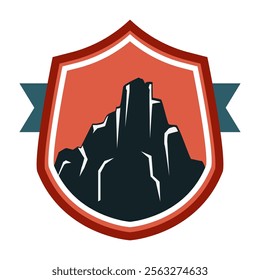 travel retro mountains badge cartoon. explore scenic, crest logo, patch graphic travel retro mountains badge sign. isolated symbol vector illustration