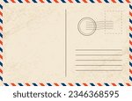 Travel retro postcard design blank, empty postcard.