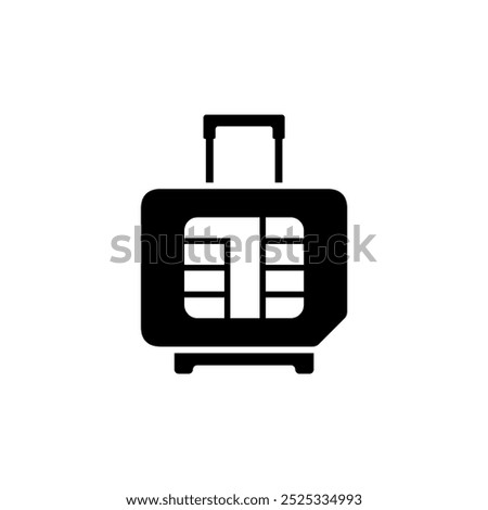 Travel and Roaming. SIM with Luggage. Vector icon for website design, logo, app, ui