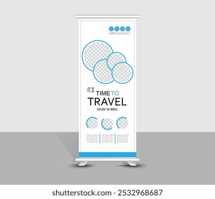 Travel roll up- banner template design  for presentation and travel agency
