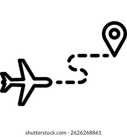 Travel Route, Airplane Fly Vector Icon