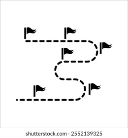 Travel route flag sign. Business guidelines vector icon. Project timeline vector symbol. Route navigation line sign for UI design.