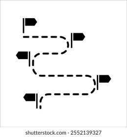 Travel route flag sign. Business guidelines vector icon. Project timeline vector symbol. Route navigation line sign for UI design.