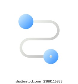 Travel route flat gradient two-color ui icon. Distance between two points. GPS navigation. Simple filled pictogram. GUI, UX design for mobile application. Vector isolated RGB illustration