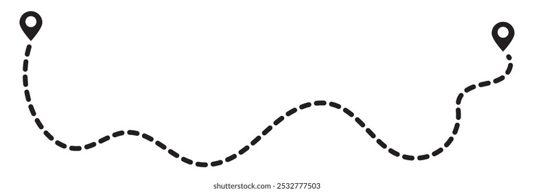 Travel route icon line style . Location pointer. Navigation. location. Location pointer. Route icon between two points with dotted path. Vector illustration