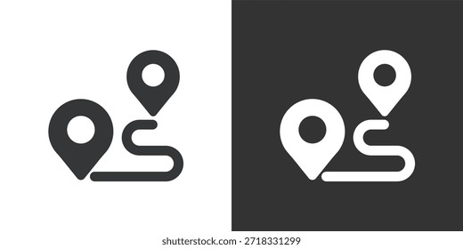 Icono de ruta de viaje. Icono de la serie de glifos sólidos