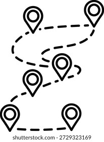 Mapa de rotas de viagem com múltiplos destinos e caminhos