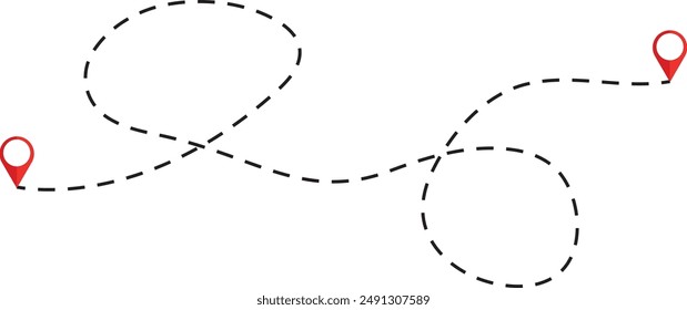 Ruta de viaje trazando, agencia de viajes punto en el mapa.
