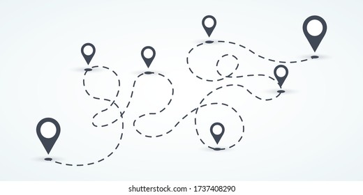 Travel routes symbol. Route, transportation path. Vector illustration. EPS 10